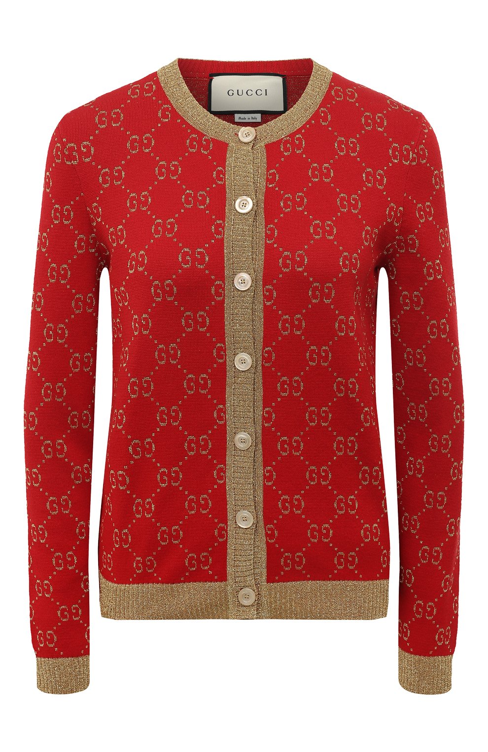 Хлопковый кардиган GUCCI красного цвета по цене 122400 руб., арт. 526758 X9W83, фото 1 Хлопковый кардиган GUCCI, арт. 526758 X9W83, фото 1