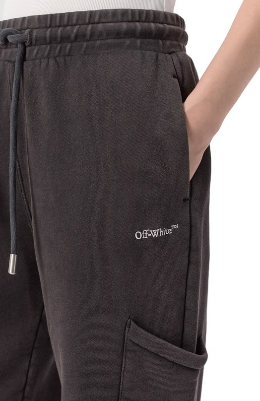 Хлопковые брюки Off-White 0WCH025S25FLE001 Чёрный  0WCH025S25FLE001 Фото 5