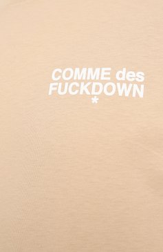 Мужская хлопковая футболка COMME DES FUCKDOWN бежевого цвета, арт. CFABM01506 | Фото 6 (Рукава: Короткие; Длина (для топов): Стандартные; Материал внешний: Хлопок; Принт: С принтом; Стили: Кэжуэл; Кросс-КТ: Джерси; Мужское Кросс-КТ: Футболка-одежда)