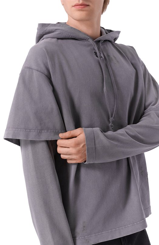 Хлопковое худи Palm Angels PMBB178F25FLE001 Серый  PMBB178F25FLE001 Фото 5