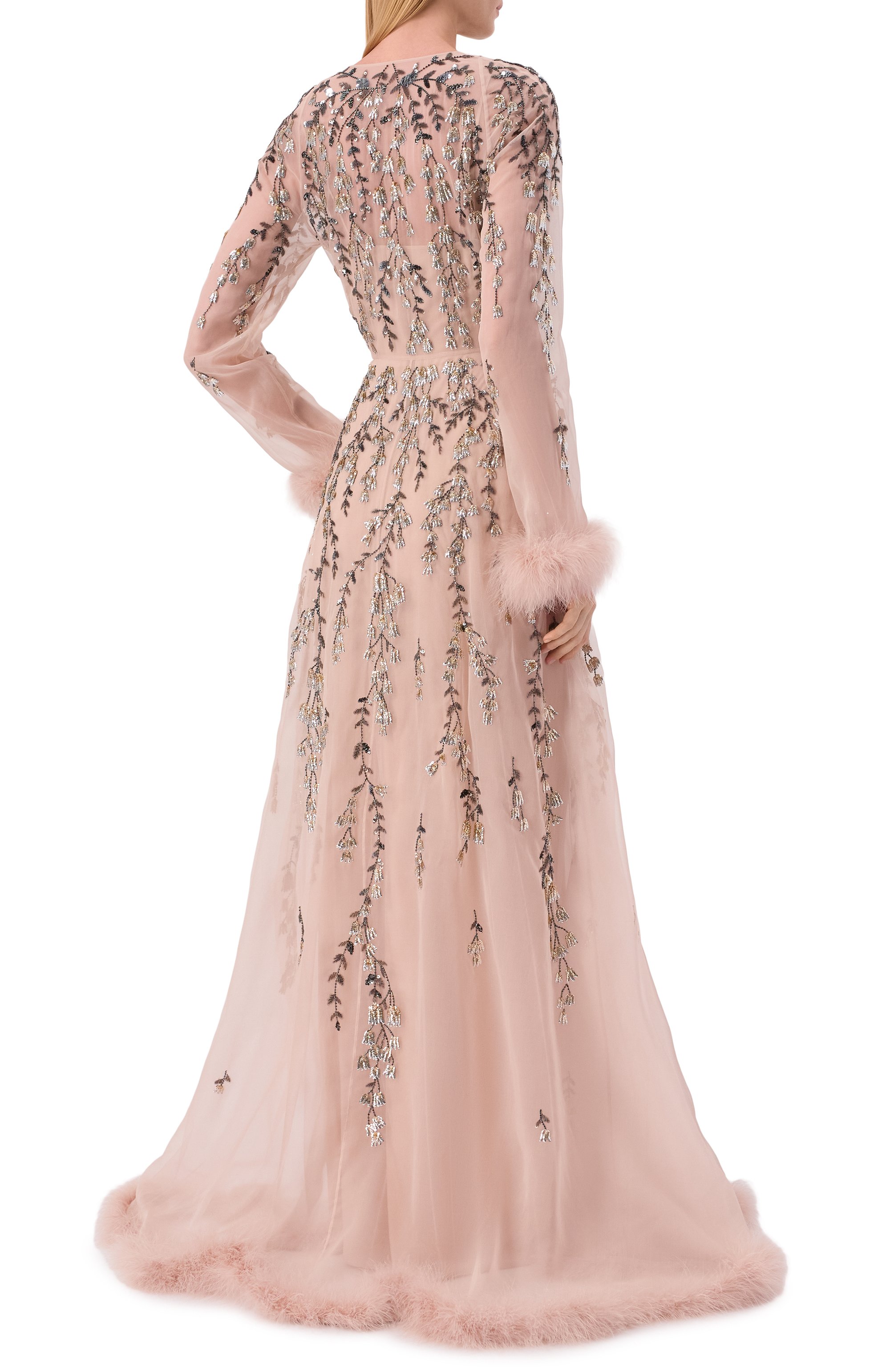 Шелковое платье с отделкой пайетками VALENTINO, арт. 8B3VDL70/1C8, фото 3