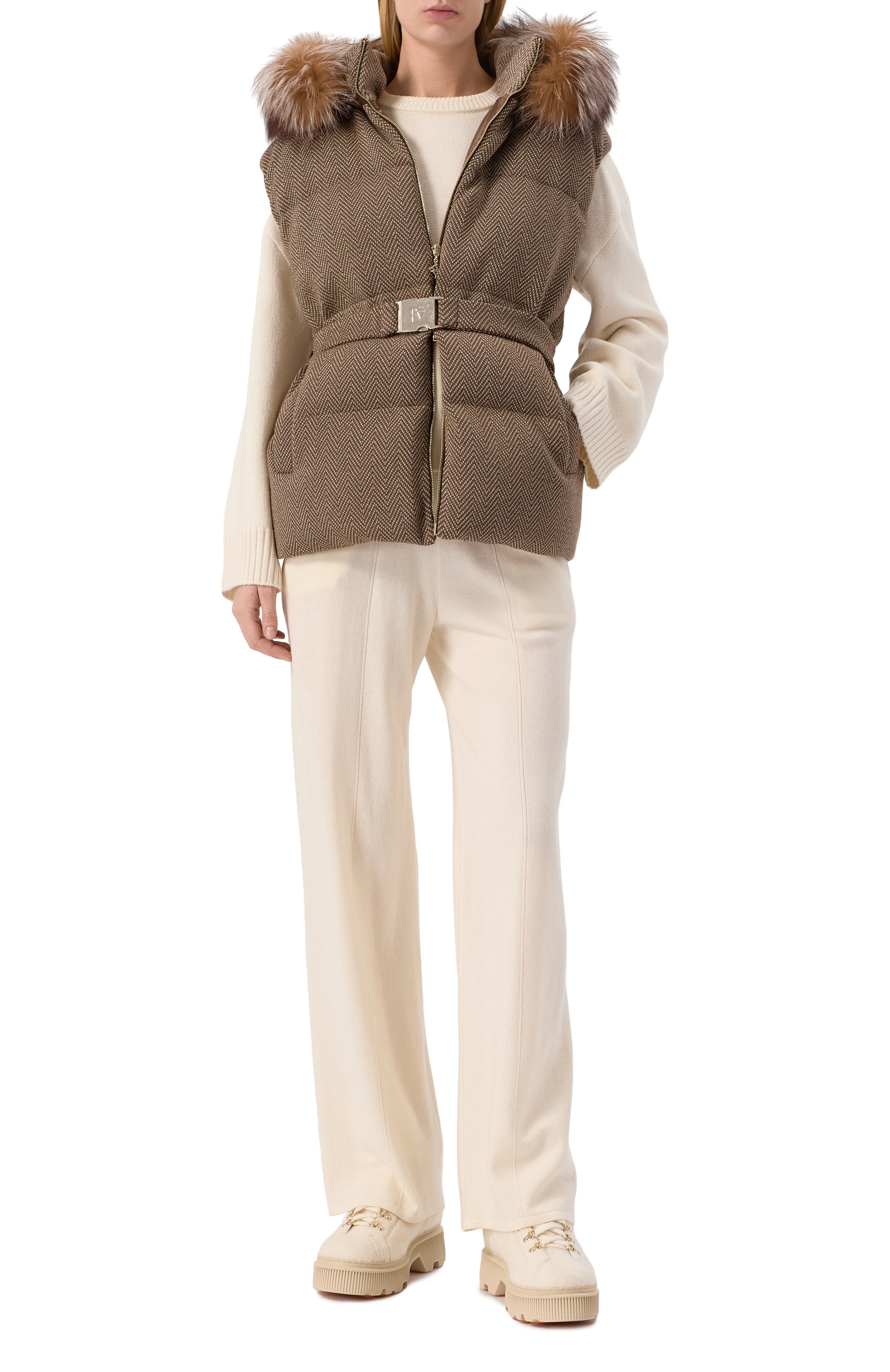 Пуховый жилет с отделкой из меха лисы FREEAGE, арт. WW25.VS013M.2939.130, фото 2