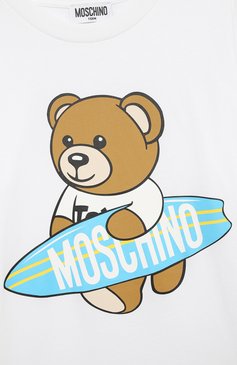 Детского комплект из футболки и шорт MOSCHINO белого цвета, арт. HUG00L/LAA23/10-14 | Фото 6 (Рукава: Короткие; Материал сплава: Проставлено; Материал внешний: Хлопок; Драгоценные камни: Проставлено; Мальчики Кросс-КТ: Костюмы-спорт; Ростовка одежда: 10 - 11 лет | 140 - 146см, 12 лет | 152 см)