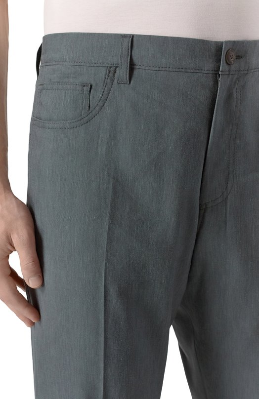 Брюки изо льна и шерсти Canali U7052/AE02571 Серый  U7052/AE02571 Фото 5