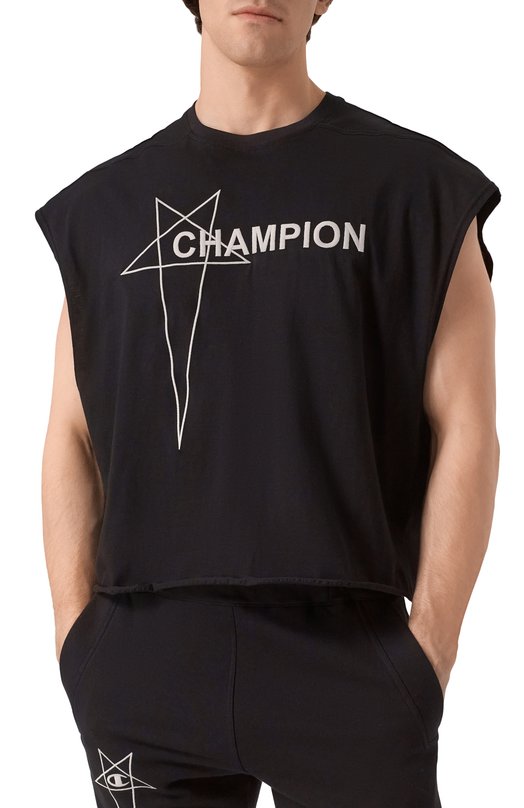 Хлопковая майка Rick Owens x Champion Rick Owens CM01E1668/CHJG Чёрный  CM01E1668/CHJG Фото 3
