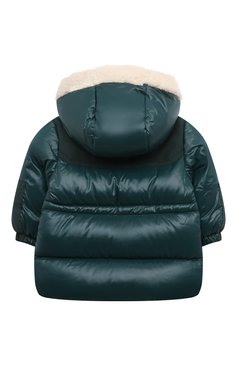 Детского пуховая куртка MONCLER зеленого цвета, арт. 1C00005 | Фото 2 (Материал внешний: Синтетический материал; Кросс-КТ НВ: Куртки; Материал сплава: Проставлено; Нос: Не проставлено; Материал утеплителя: Пух и перо; Материал подклада: Хлопок)