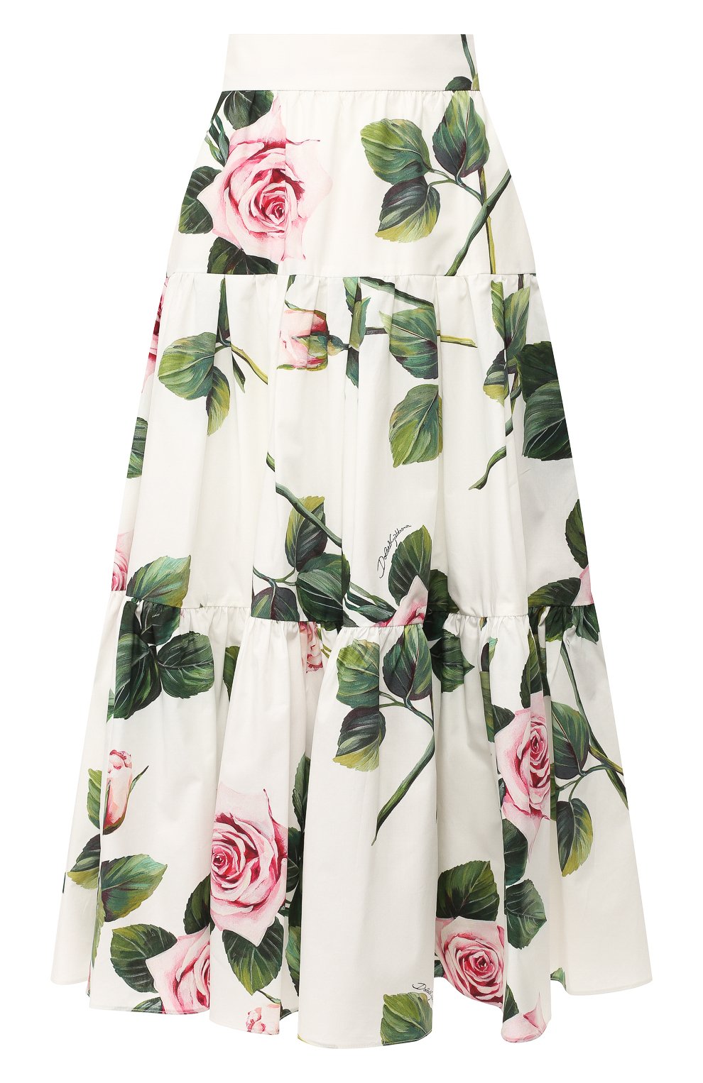 Хлопковая юбка DOLCE & GABBANA белого цвета по цене 117000 руб., арт. F4BM0T/HS5FZ, фото 1 Хлопковая юбка DOLCE & GABBANA, арт. F4BM0T/HS5FZ, фото 1