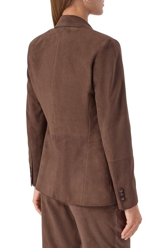 Замшевый жакет Brunello Cucinelli MPCLF208XP Коричневый  MPCLF208XP Фото 4