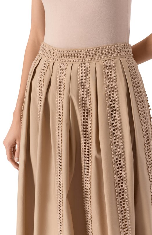 Хлопковая юбка Elie Saab SK139NS25/P0009 Бежевый  SK139NS25/P0009 Фото 5