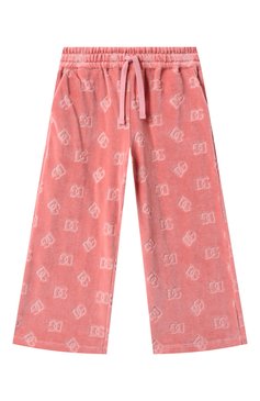 Детские велюровые брюки DOLCE & GABBANA темно-розового цвета, арт. L5JPF8/FJ7DL/2-6 | Фото 1 (Материал сплава: Проставлено; Нос: Не проставлено; Случай: Повседневный; Материал внешний: Хлопок; Ростовка одежда: 4 года | 104 см, 6 лет | 116 см, 2 года | 92 см, 5 лет | 110 см, 3 года | 98 см)