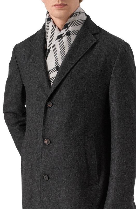 Шарф из шерсти и шелка Burberry 8110162 Чёрно-белый  8110162 Фото 2