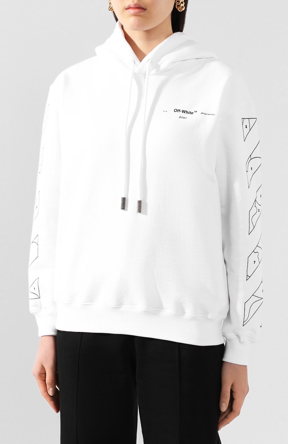 Хлопковое худи OFF-WHITE белого цвета по цене 44850 руб., арт. 0WBB032S20FLE0030110, фото 3 Хлопковое худи OFF-WHITE, арт. 0WBB032S20FLE0030110, фото 3