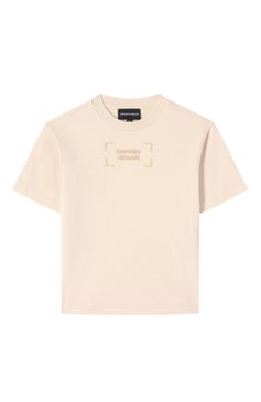Детского комплект из футболки и шорт EMPORIO ARMANI бежевого цвета, арт. EB000169/AF13218 | Фото 2 (Рукава: Короткие; Мальчики Кросс-КТ: Костюмы-спорт; Материал внешний: Синтетический материал; Автоматизация ТО: Проставлено; Автоматизация состава: Проставлено; Ростовка одежда: 6 лет | 116 см, 13 - 15 лет | 158 см, 10 - 11 лет | 140 - 146см, 16 лет | 164 см, 5 лет | 110 см, 7 лет | 122 см, 8 лет | 128 см, 4 года | 104 см)