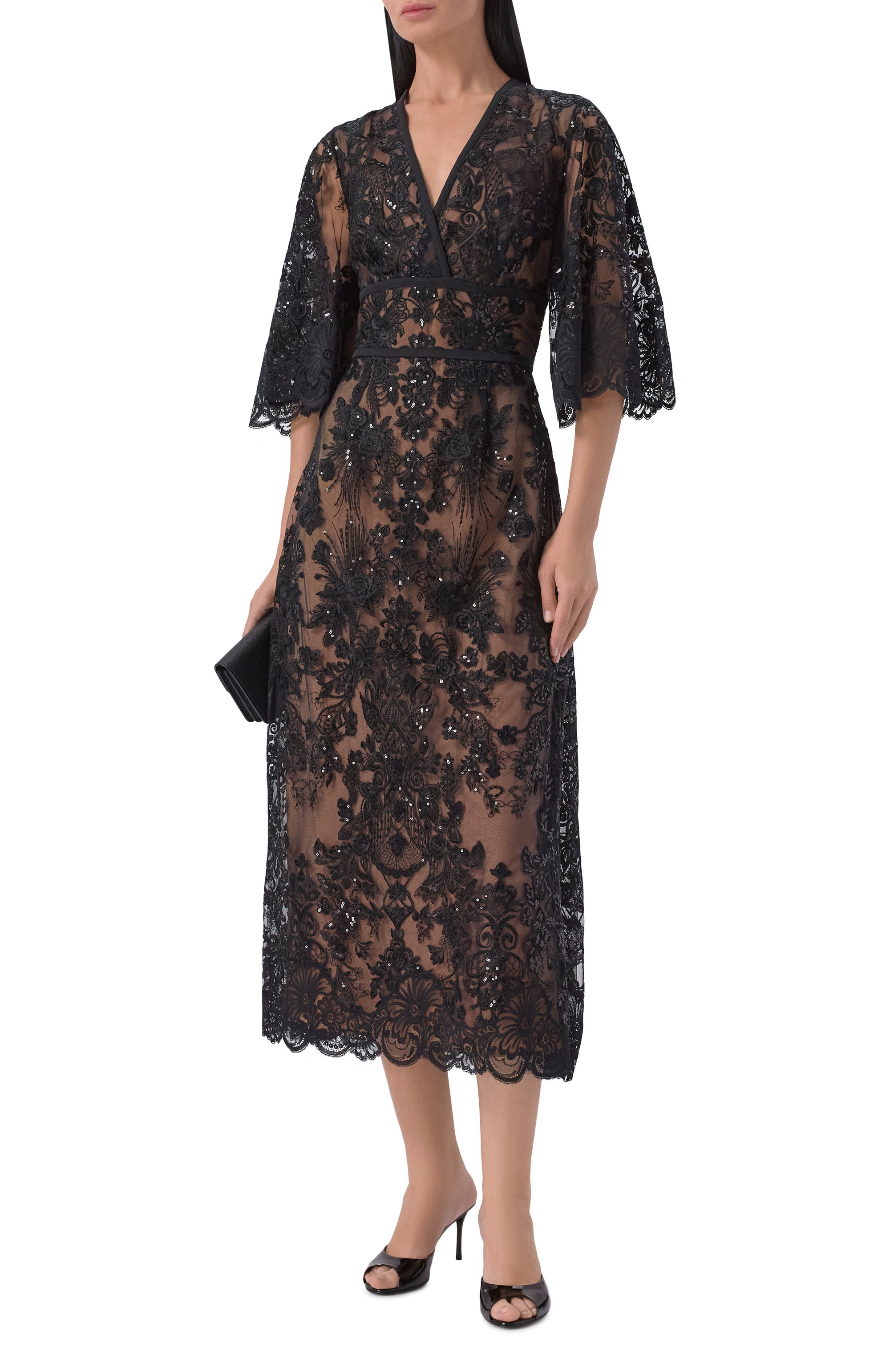 Платье из шелка и вискозы ELIE SAAB черного цвета по цене 557500 руб., арт. D1004NR26/TUL02, фото 2 Платье из шелка и вискозы ELIE SAAB, арт. D1004NR26/TUL02, фото 2