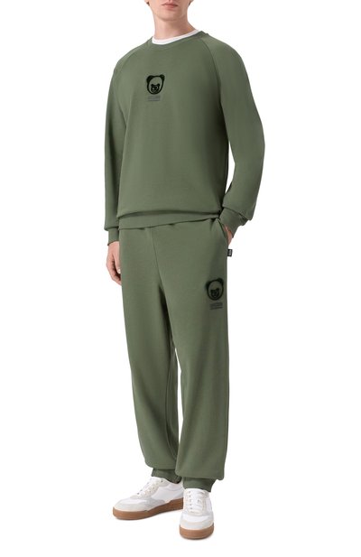 Хлопковые джоггеры MOSCHINO темно-зеленого цвета по цене 29950 руб., арт. A6808/4418, фото 2 Хлопковые джоггеры MOSCHINO, арт. A6808/4418, фото 2