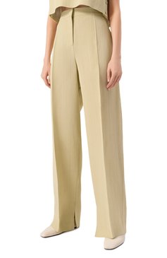 Женские брюки из вискозы и шелка JIL SANDER светло-зеленого цвета, арт. J02KA0294-J65005 | Фото 3 (Длина (брюки, джинсы): Стандартные; Материал внешний: Вискоза, Шелк; Женское Кросс-КТ: Брюки-одежда; Силуэт Ж (брюки и джинсы): Широкие; Случай: Формальный; Кросс-КТ: костюм; Стили: Минимализм)