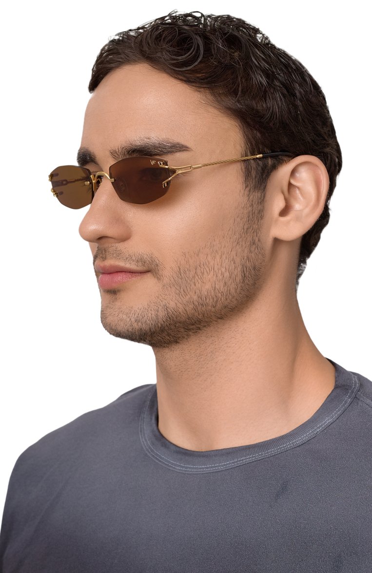 Женские солнцезащитные очки VINTAGE FRAMES коричневого цвета, арт. ASPEN 24KT G0LD/ESPRESS0 | Фото 2 (Нос: Не проставлено; Материал: Металл; Тип очков: С/з; Региональные ограничения белый список (Axapta Mercury): Не проставлено; Кросс-КТ: С/з-унисекс; Очки форма: Безоправные, Овальные; Оптика Гендер: оптика-унисекс)