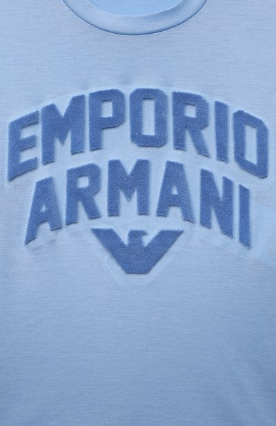 Футболка из лиоцелла и хлопка EMPORIO ARMANI голубого цвета по цене 10750 руб., арт. 3R4TBG/1JUVZ, фото 3 Футболка из лиоцелла и хлопка EMPORIO ARMANI, арт. 3R4TBG/1JUVZ, фото 3