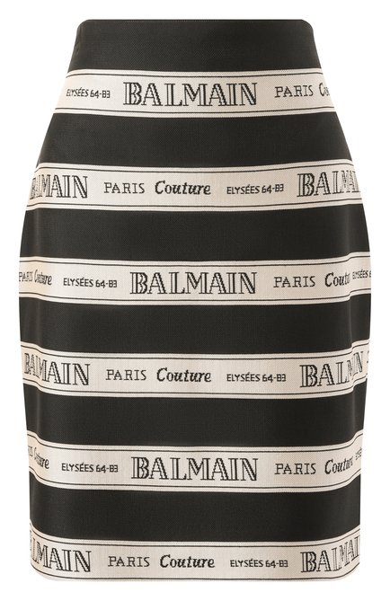 Женская юбка из вискозы BALMAIN черно-белого цвета, арт. EF1LC245/JJ95 | Фото 1 (Драгоценные камни: Проставлено; Материал внешний: Вискоза; Материал сплава: Проставлено; Длина Ж (юбки, платья, шорты): До колена)