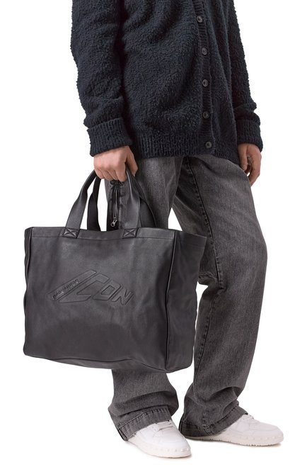 Мужская сумка-шопер icon DSQUARED2 черного цвета, арт. SPW0101/01500001 | Фото 2 (Материал сплава: Проставлено; Материал: Натуральная кожа; Драгоценные камни: Проставлено; Размер: large)