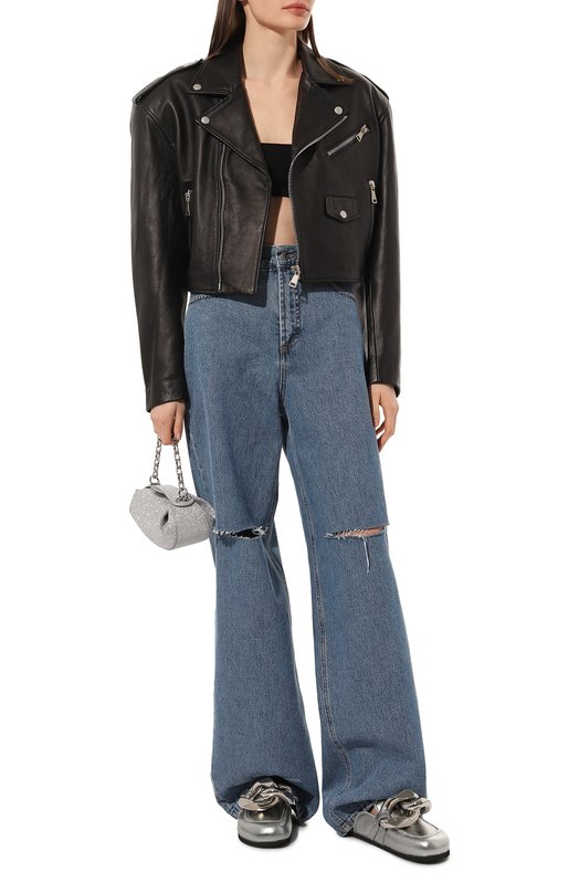 Кожаные сабо Chain JW Anderson Серебряный, фото 2