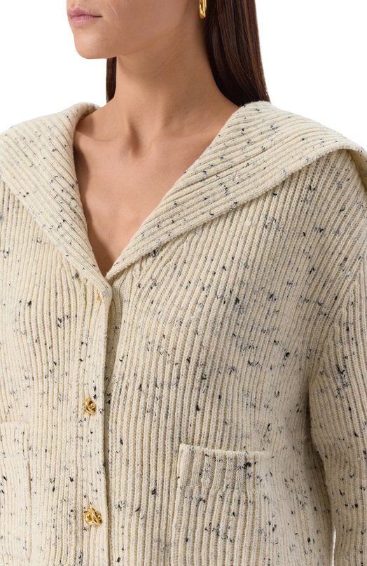 Шерстяной кардиган Bottega Veneta 838107/V5LV0 Кремовый  838107/V5LV0 Фото 5