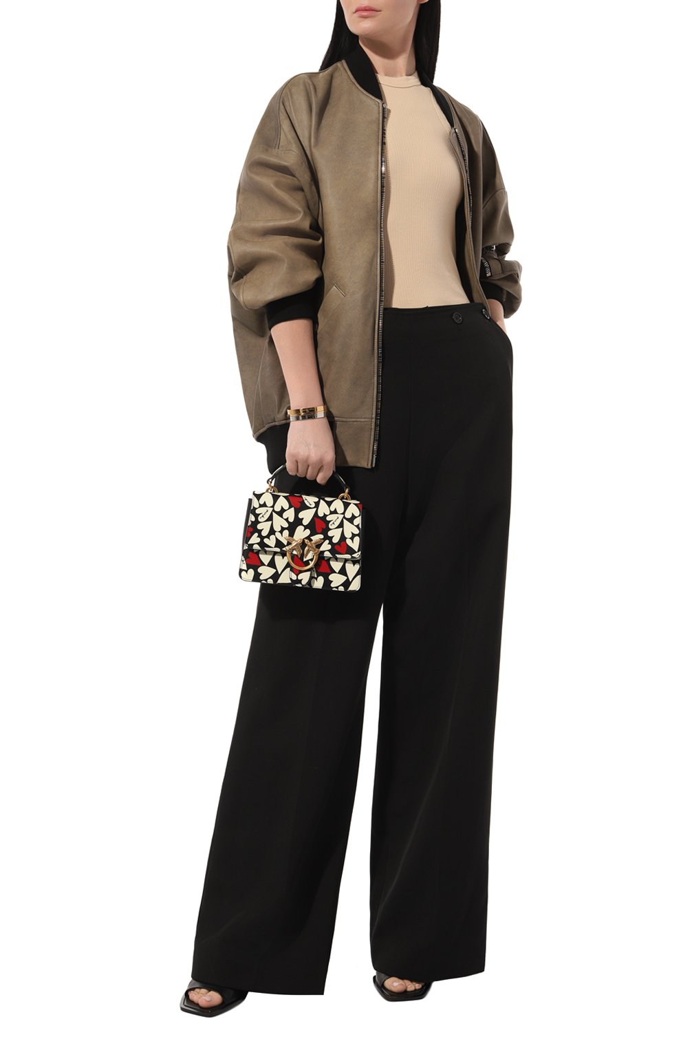 Сумка love one PINKO черно-белого цвета по цене 52480 руб., арт. 100071-A1J7, фото 7 Сумка love one PINKO, арт. 100071-A1J7, фото 7