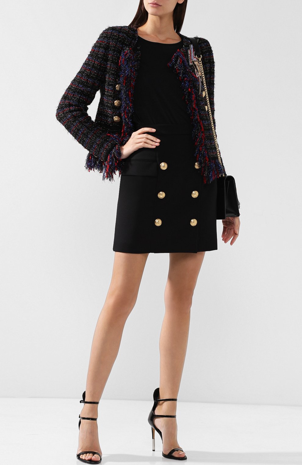 Шерстяная мини-юбка с контрастными пуговицами BALMAIN, арт. 144325/167L, фото 2