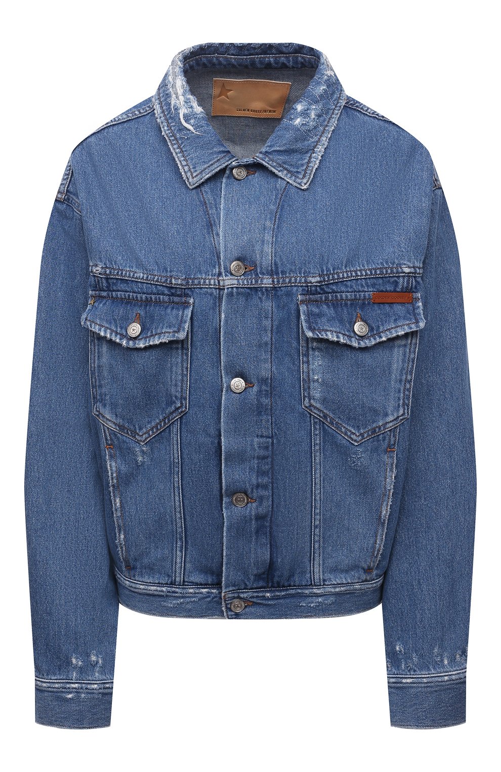 Джинсовая куртка GOLDEN GOOSE DELUXE BRAND голубого цвета по цене 41050 руб., арт. GWP00602.P000328, фото 1 Джинсовая куртка GOLDEN GOOSE DELUXE BRAND, арт. GWP00602.P000328, фото 1