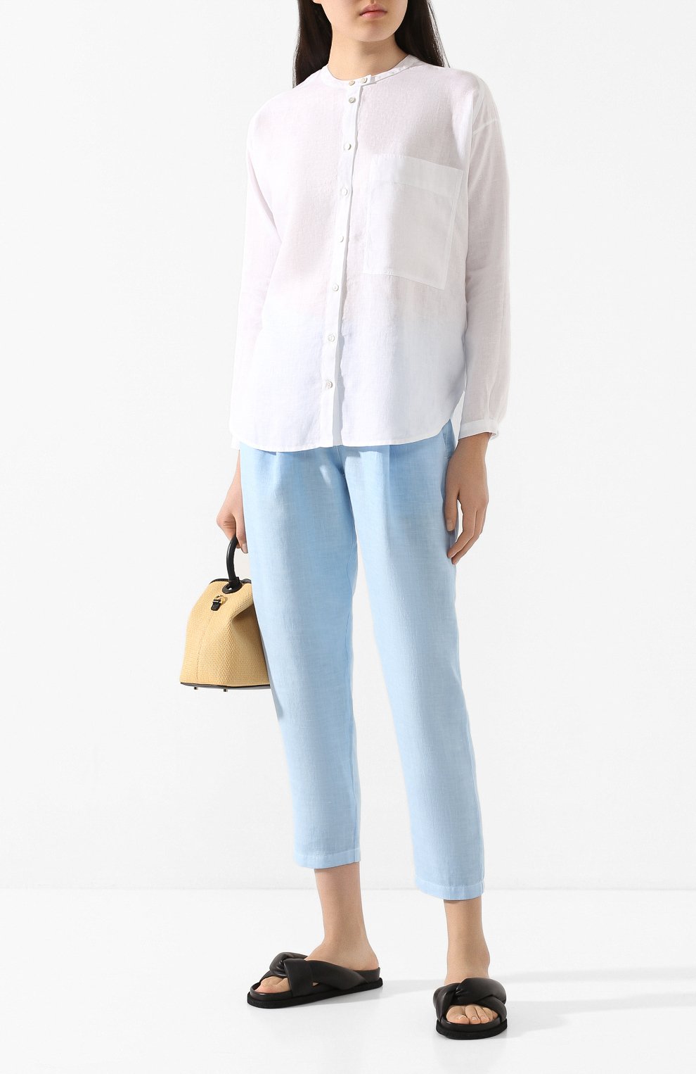 Льняная рубашка 120% LINO белого цвета по цене 23150 руб., арт. R0W19GN/B317/000, фото 2 Льняная рубашка 120% LINO, арт. R0W19GN/B317/000, фото 2