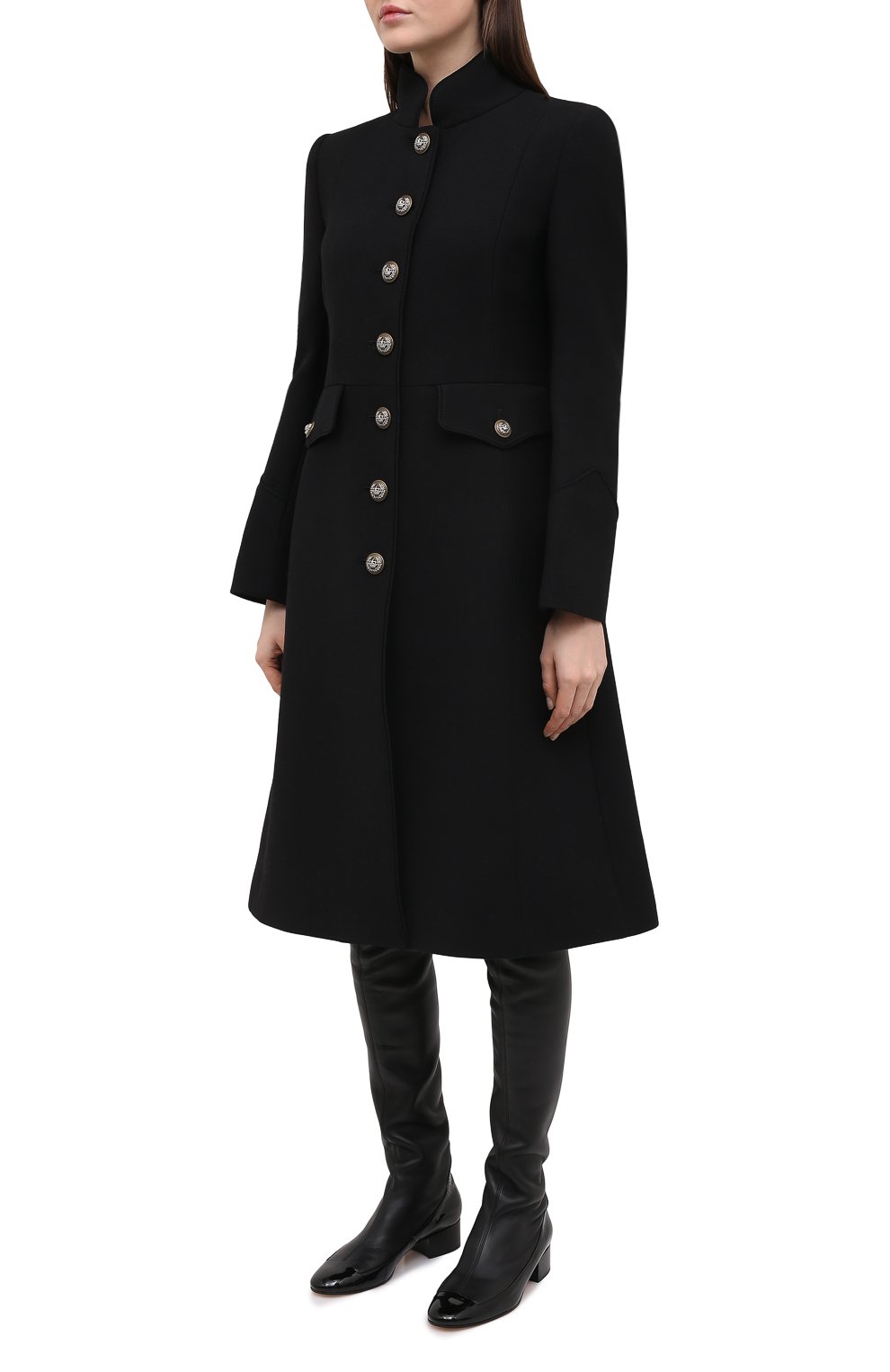 Шерстяное пальто DOLCE & GABBANA черного цвета по цене 370500 руб., арт. F0Z21T/FU2C0, фото 3 Шерстяное пальто DOLCE & GABBANA, арт. F0Z21T/FU2C0, фото 3