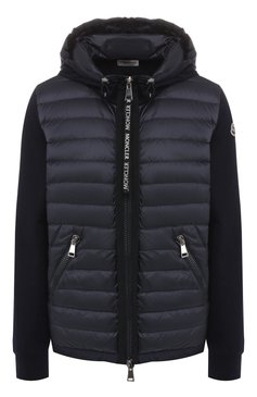 Женская куртка MONCLER темно-синего цвета, арт. E1-093-84598-00-V8001 | Фото 1 (Материал подклада: Синтетический материал; Материал утеплителя: Пух и перо; Статус проверки: Проверена категория, Проверено; Длина (верхняя одежда): Короткие; Рукава: Длинные; Женское Кросс-КТ: Пуховик-куртка; Кросс-КТ: Куртка, Утепленные; Материал внешний: Синтетический материал; Драгоценные камни: Проставлено; Материал сплава: Проверено, Проставлено)