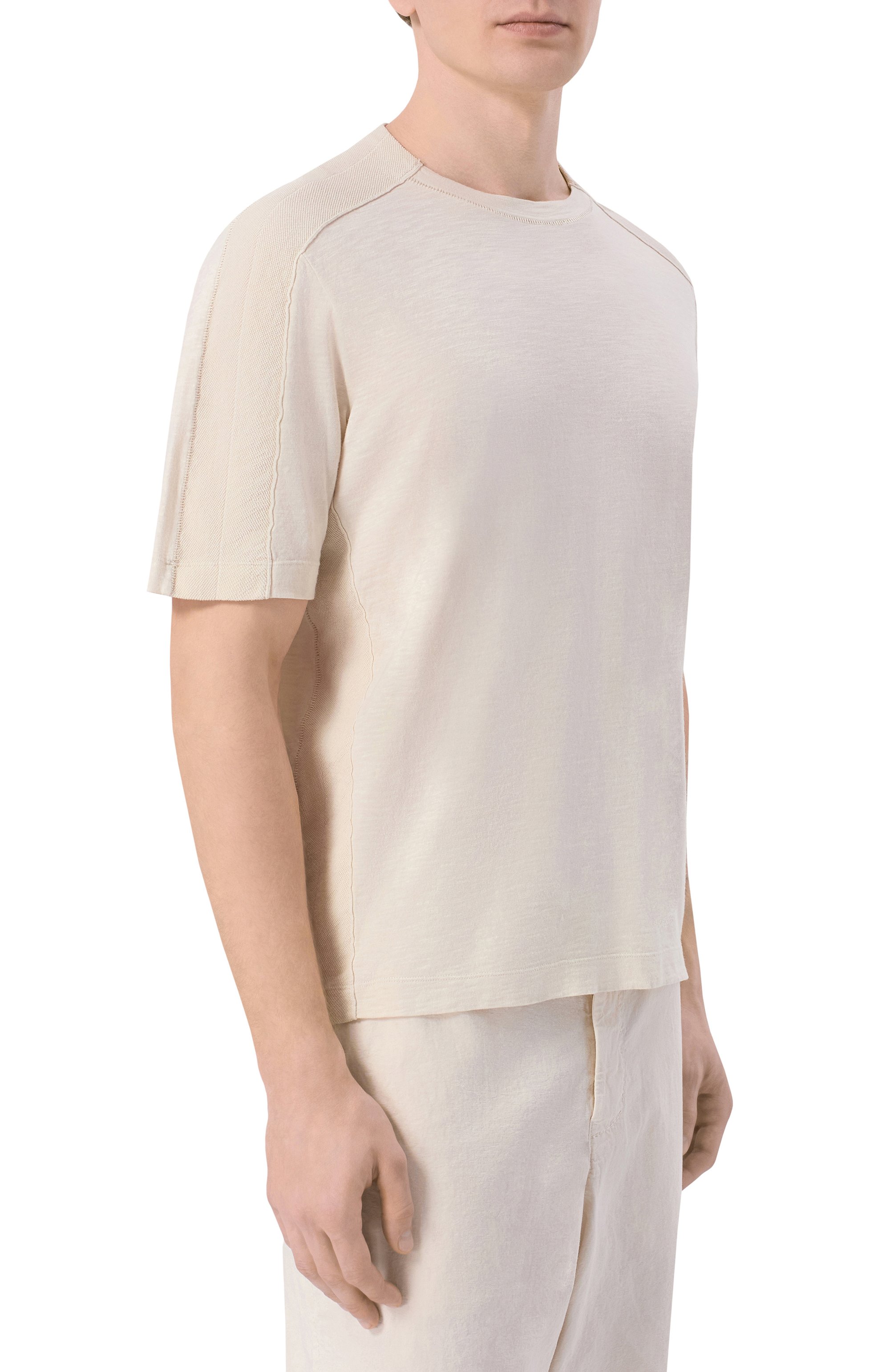 Футболка из хлопка и льна TRANSIT светло-серого цвета по цене 19950 руб., арт. CFUTRC5400, фото 3 Футболка из хлопка и льна TRANSIT, арт. CFUTRC5400, фото 3