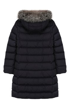 Детская пуховик с капюшоном MONCLER ENFANT синего цвета, арт. E2-954-49921-25-68352/8-10A | Фото 2 (Кросс-КТ: Зима; Девочки Кросс-КТ: Пуховик-верхняя одежда; Рукава: Длинные; Материал внешний: Синтетический материал; Материал сплава: Проставлено, Проверено; Материал подклада: Синтетический материал; Статус проверки: Проверено, Проверена категория; Драгоценные камни: Проставлено; Материал утеплителя: Пух и перо; Ростовка одежда: 10 - 11 лет | 140 - 146см, 8 лет | 128 см)