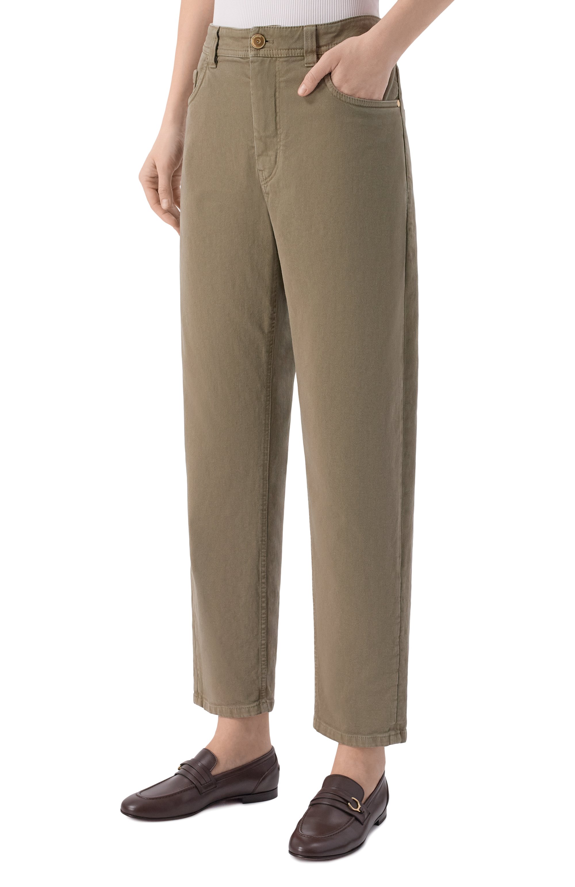 Джинсы BRUNELLO CUCINELLI хаки цвета по цене 133000 руб., арт. MB057P5319, фото 3 Джинсы BRUNELLO CUCINELLI, арт. MB057P5319, фото 3