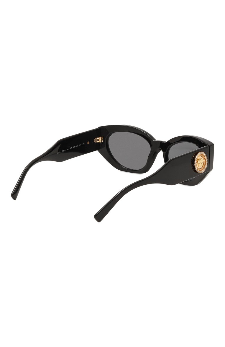 Женские солнцезащитные очки VERSACE черного цвета, арт. 4376B-GB1/87 | Фото 4 (Тип очков: С/з; Материал: Пластик; Нос: Не проставлено; Региональные ограничения белый список (Axapta Mercury): Не проставлено; Оптика Гендер: оптика-женское; Очки форма: Cat-eye)