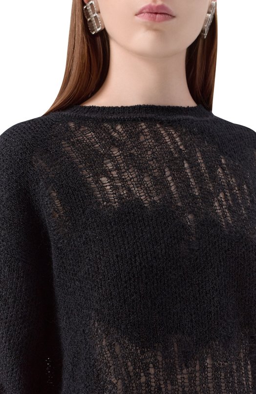 Свитер из шерсти и шелка Ann Demeulemeester B0013196/KN070 Чёрный  B0013196/KN070 Фото 5