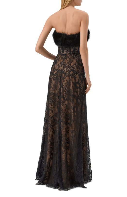 Платье из хлопка и шелка Elie Saab D0865NF25/LAF01 Чёрный  D0865NF25/LAF01 Фото 3