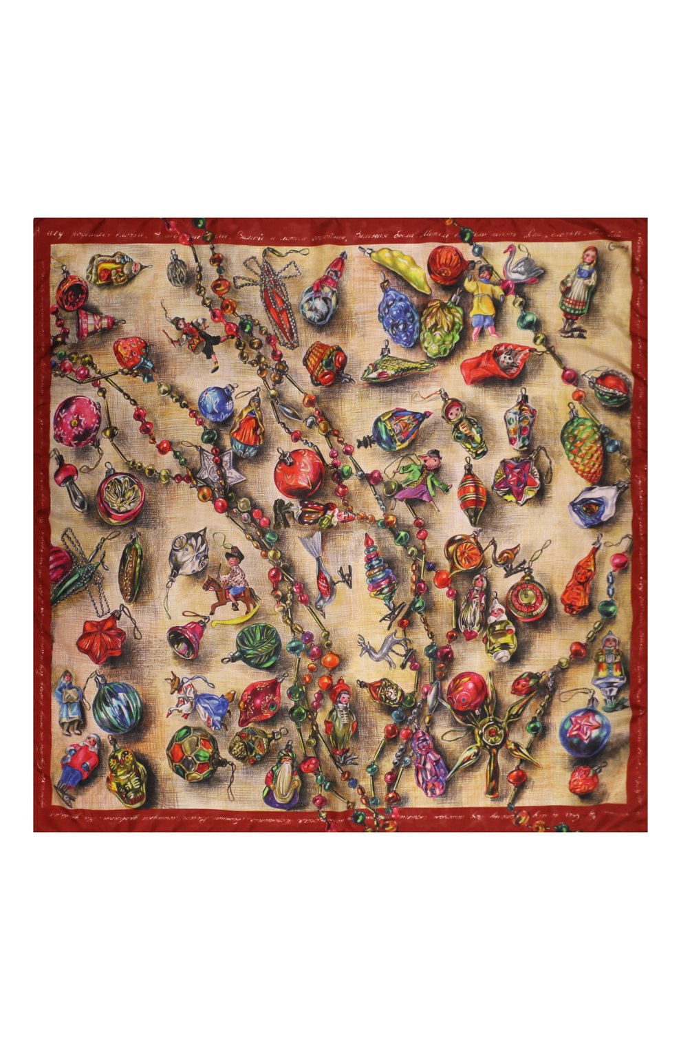 Шелковый платок новогодние игрушки GOURJI, арт. T23XMST7R/1, фото 5