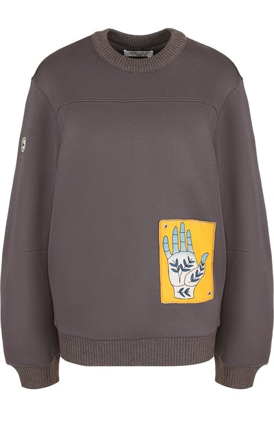 Хлопковый пуловер с круглым вырезом и контрастной нашивкой CHLOÉ, арт. CHC18AJH01089, фото 1