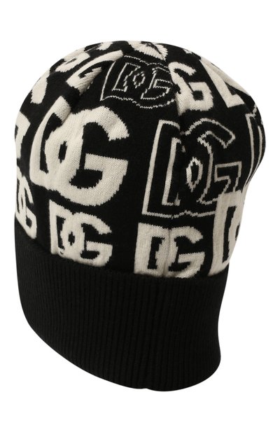Кашемировая шапка DOLCE & GABBANA черно-белого цвета по цене 53950 руб., арт. GXK46T/JAWQ8, фото 2 Кашемировая шапка DOLCE & GABBANA, арт. GXK46T/JAWQ8, фото 2