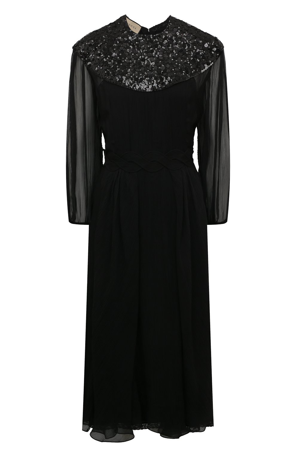 Шелковое платье GUCCI черного цвета по цене 717120 руб., арт. 652694 ZAGU3, фото 1 Шелковое платье GUCCI, арт. 652694 ZAGU3, фото 1