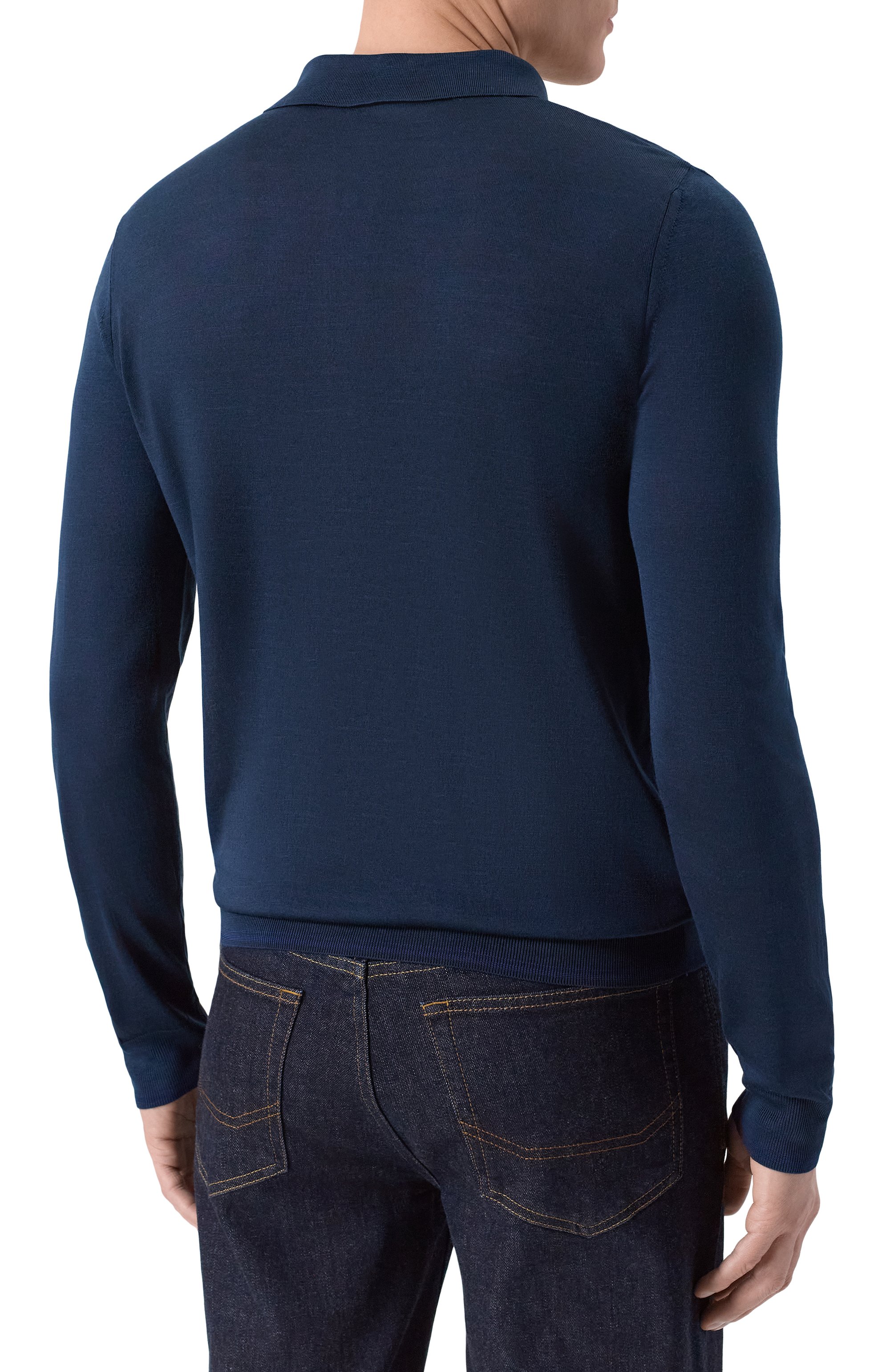 Шелковое поло с отделкой из кожи аллигатора ZILLI, арт. KZP001M0641VZARG0, фото 4