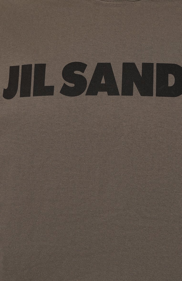 Мужская хлопковый лонгслив JIL SANDER коричневого цвета, арт. J22GC0136/J20215 | Фото 5 (Рукава: Длинные; Длина (для топов): Стандартные; Драгоценные камни: Проставлено; Материал сплава: Проставлено; Материал внешний: Хлопок; Принт: С принтом; Стили: Кэжуэл)