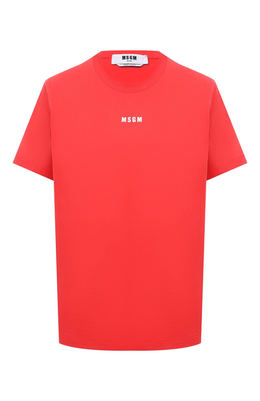 Хлопковая футболка MSGM красного цвета по цене 9950 руб., арт. 3041MDM100 217298, фото 1 Хлопковая футболка MSGM, арт. 3041MDM100 217298, фото 1