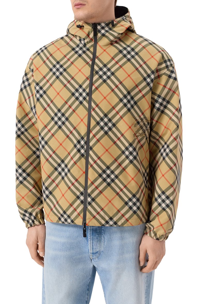 Мужская двусторонняя куртка BURBERRY бежевого цвета, арт. 8104102 | Фото 3 (Материал подклада: Синтетический материал; Длина (верхняя одежда): Короткие; Рукава: Длинные; Стили: Кэжуэл; Кросс-КТ: Куртка, Легкие; Материал внешний: Синтетический материал)