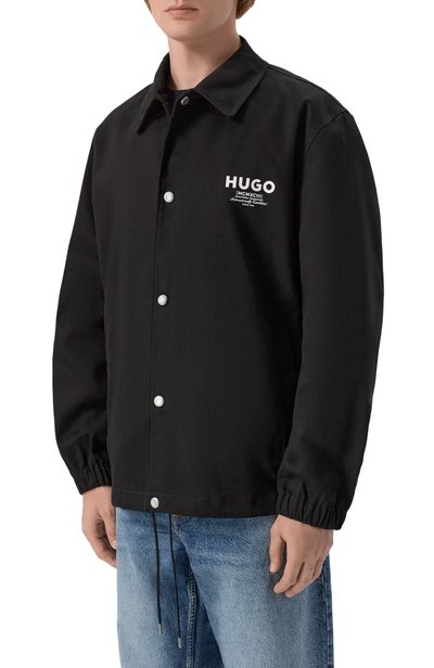 Хлопковая куртка-рубашка HUGO BLUE черного цвета по цене 24650 руб., арт. 50563933, фото 3 Хлопковая куртка-рубашка HUGO BLUE, арт. 50563933, фото 3