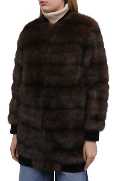 Женская шуба из меха соболя VALENTINO коричневого цвета, арт. UF3FBA303AF | Фото 3 (Материал подклада: Шелк; Длина (верхняя одежда): До середины бедра; Материал внешний: Натуральный мех; Рукава: Длинные; Стили: Гламурный; Женское Кросс-КТ: Мех; Драгоценные камни: Проставлено; Материал сплава: Проставлено; Нос: Не проставлено; Кросс-КТ: Куртка)