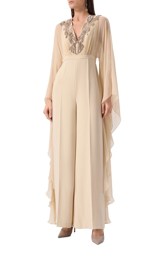 Шелковый комбинезон Zuhair Murad RJS25033/CRCA016 Бежевый  RJS25033/CRCA016 Фото 3
