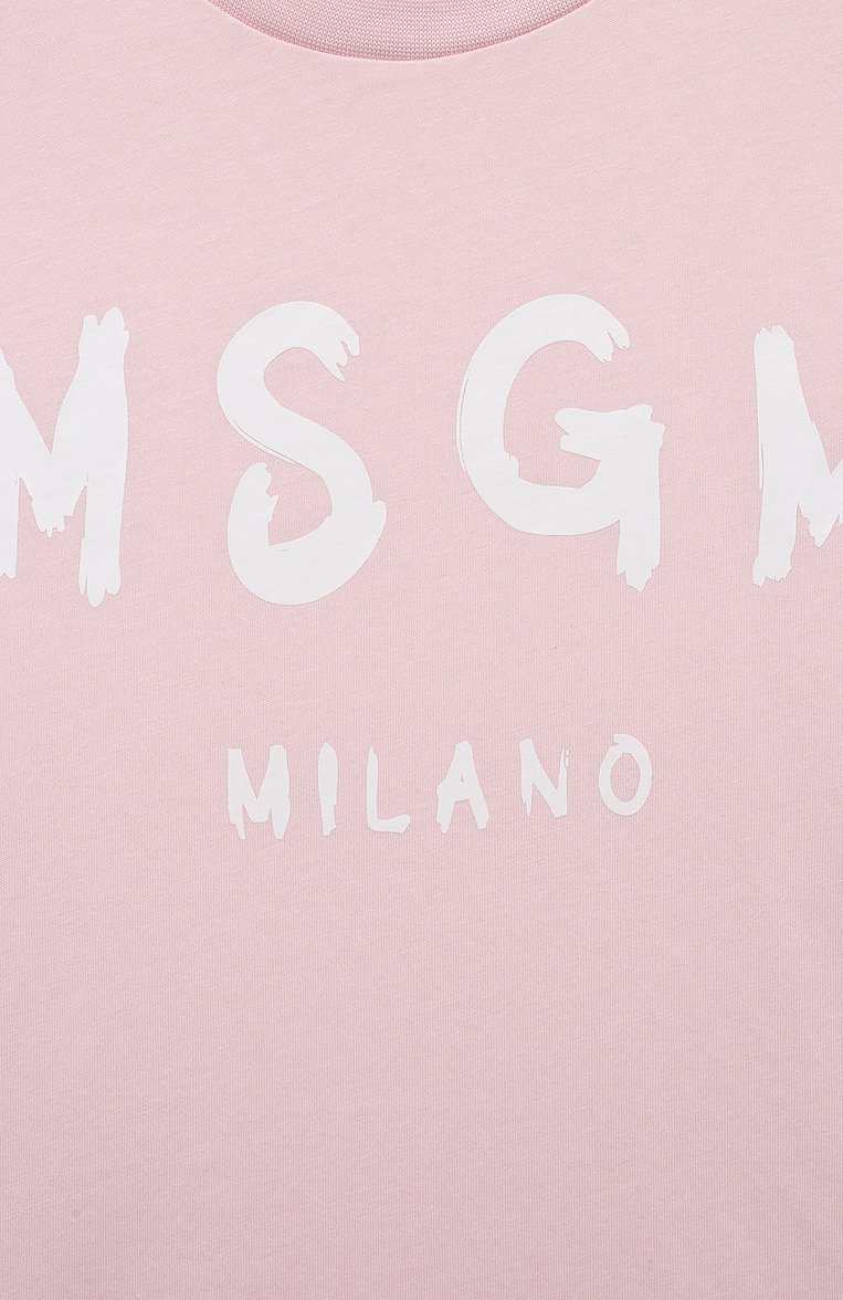 Детская хлопковая футболка MSGM KIDS светло-розового цвета, арт. S4MSJUTH011 | Фото 3 (Девочки Кросс-КТ: футболка-одежда; Рукава: Короткие; Материал сплава: Проставлено; Материал внешний: Хлопок; Драгоценные камни: Проставлено; Ростовка одежда: 10 - 11 лет | 140 - 146см, 12 лет | 152 см, 13 - 15 лет | 158 см, 6 лет | 116 см, 8 лет | 128 см)